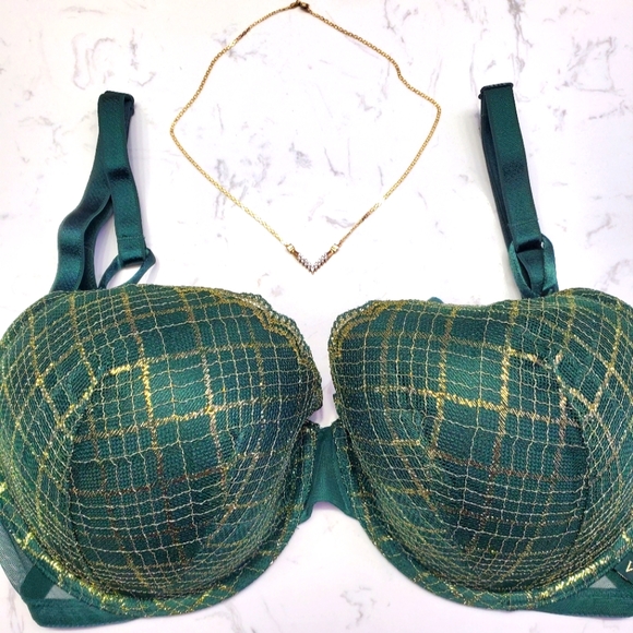 Victoria's Secret 36DDD Demi Bra, Emerald Green w/ Golden stitching 😍 Like New - Picture 13 of 15
